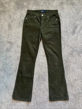 Gap Baby Bootcut Corduroy Pants Women’s 26 Olive Green Y2K Low Rise Flare